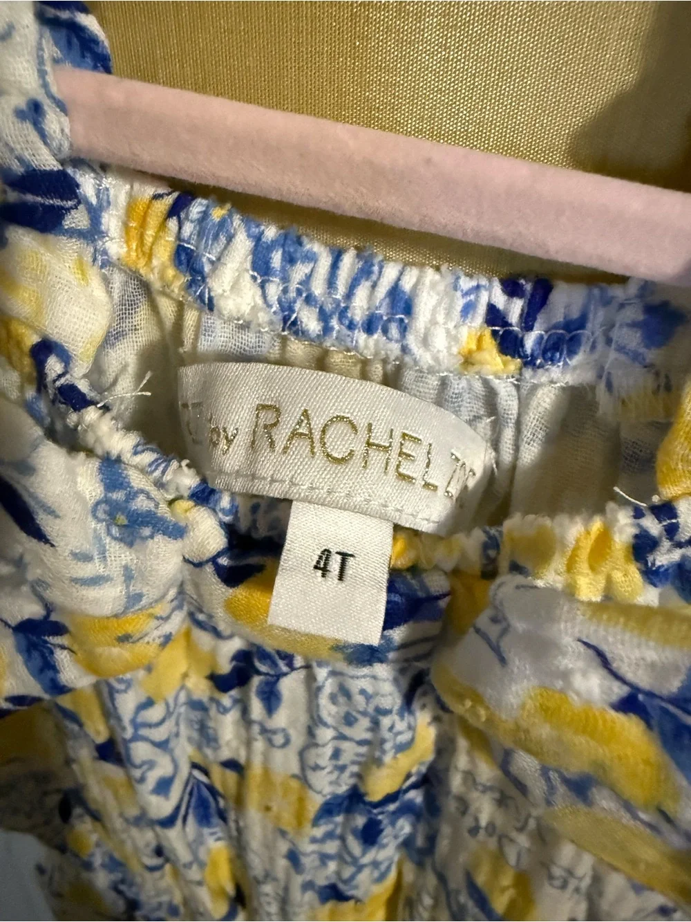 Rachel Zoe Girls 3 Pc Outfit Set 4T Lemon Romper Hat Sunglasses Summer